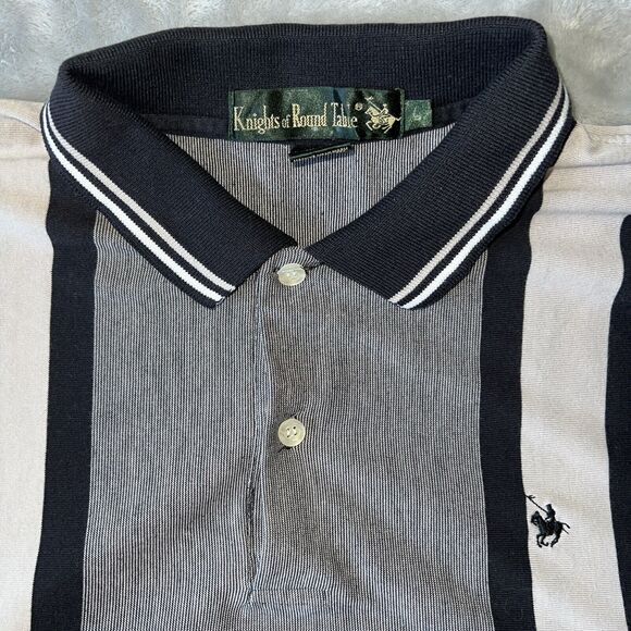 Knights Of Round Table Vintage 80s Mens L Polo Cotton Blend Knit Embroider Logo - Picture 3 of 10